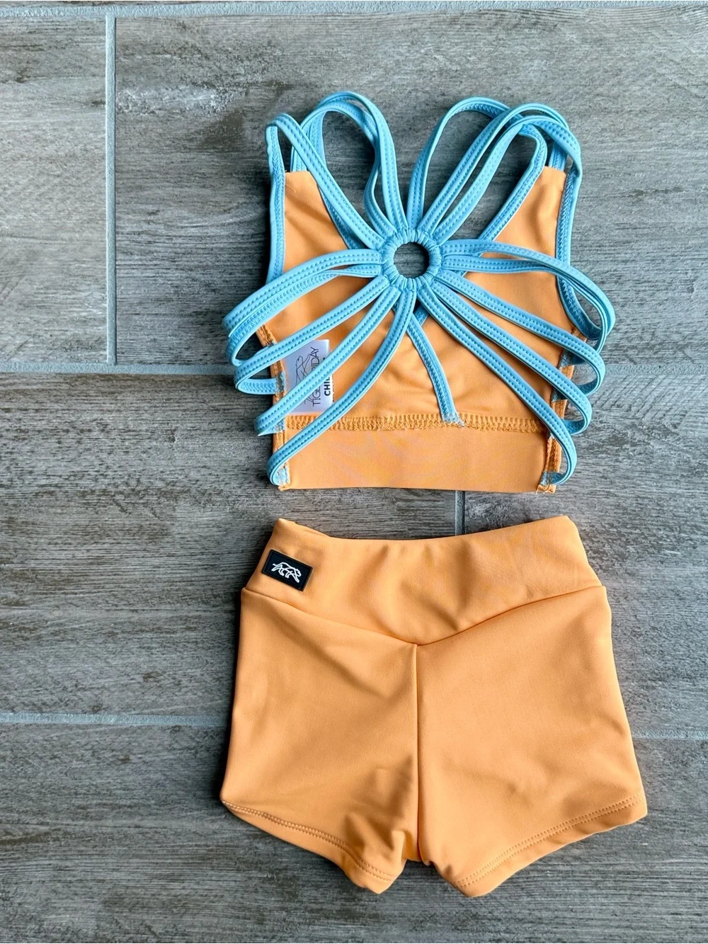 Tiger Friday NWOT Orange and Light Blue Two-Piece Dance set
